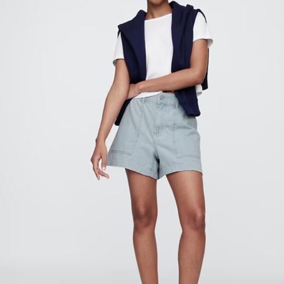 Gap Women's 4" High Rise Supersoft Denim Utility Shorts - Picture 1 of 7